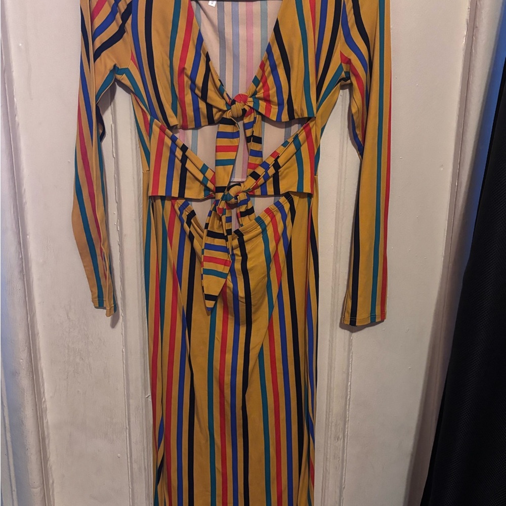 Multicolor Striped Cut-Out Dress